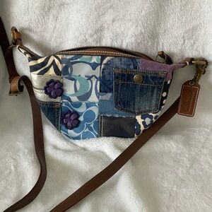 Coach Patchwork Crossbody Bag in Blue and Brown